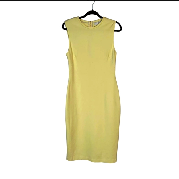 Aritzia Babaton Sleek Midi Yellow Dress, Size 10 - Picture 3 of 12